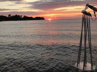 Sunset on Lake Ontario while electrofishing